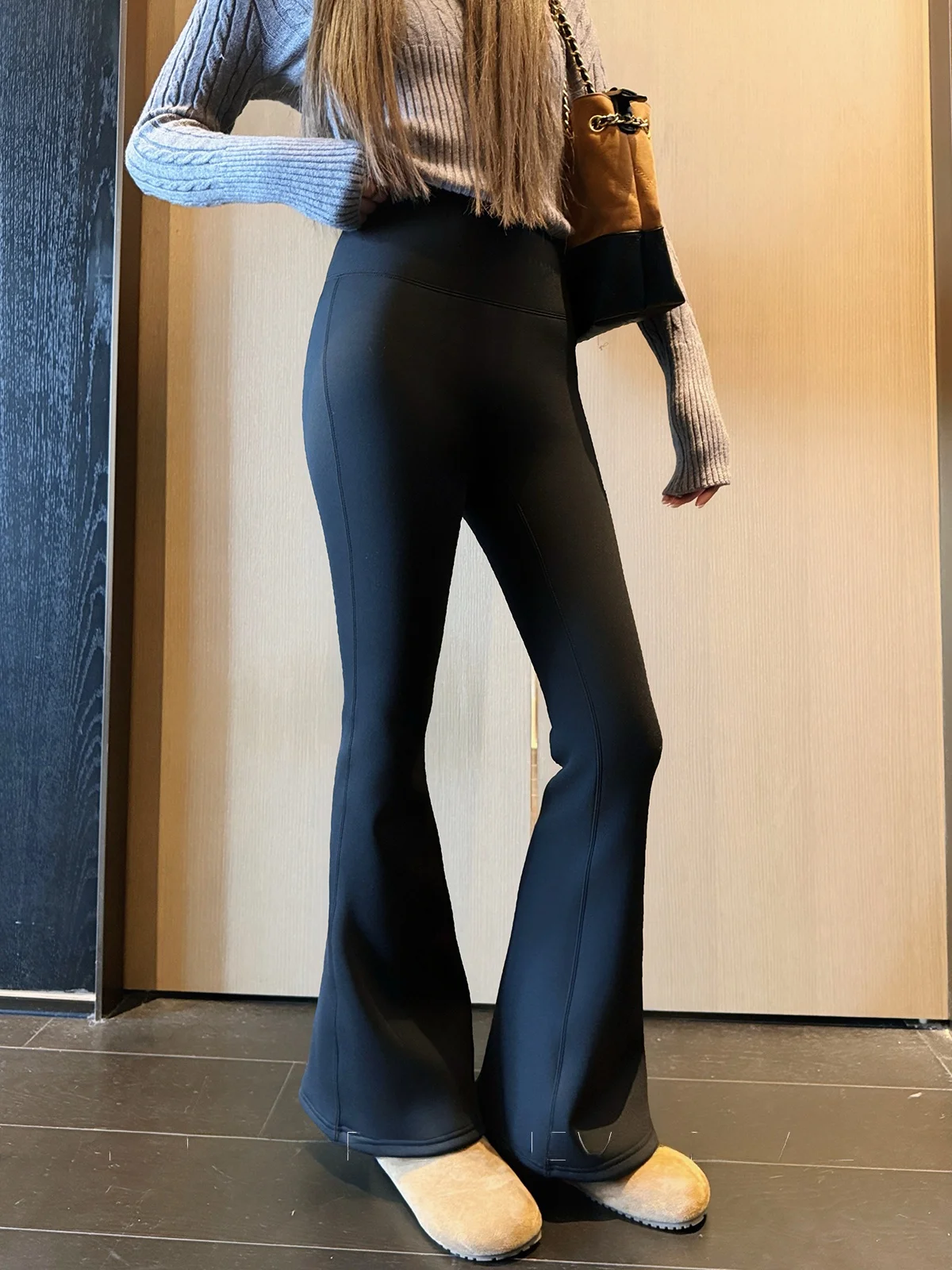 

Женские утепленные брюки с высокой талией и прямым кроем, базовый слой, повседневные, осенне-зимние, новые, больших размеров