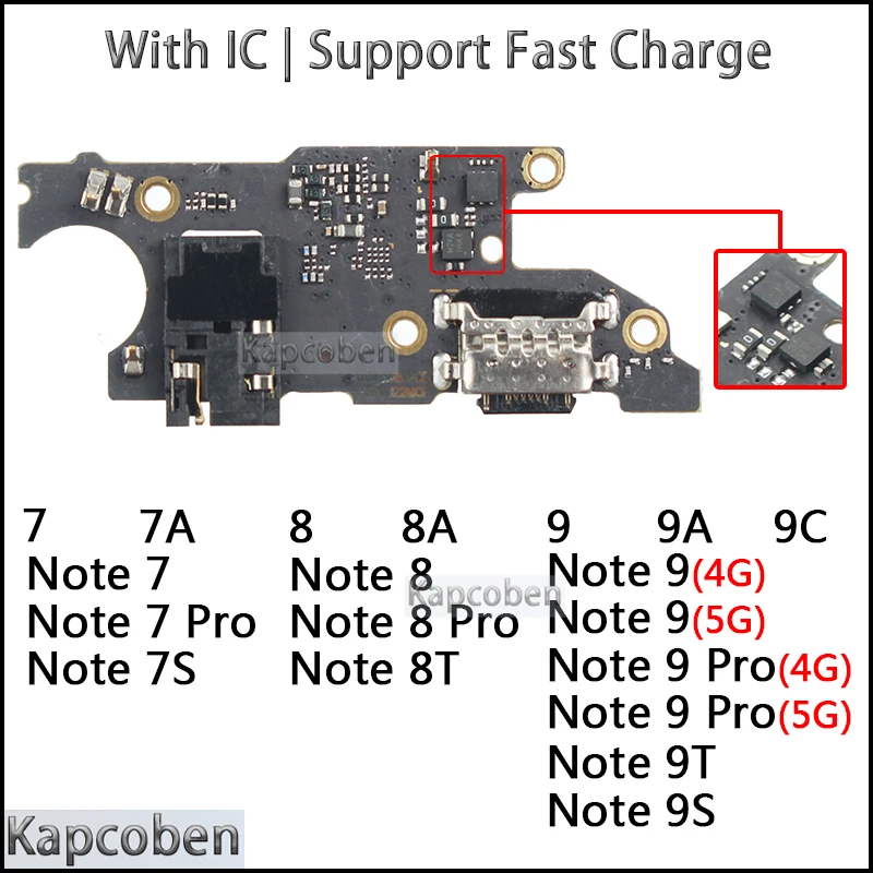 Usb Dock Charger Connector Flex for Xiaomi Redmi Note 8 8A 8T 7 7A  7S 9 9T 9S Pro 4G 5G Charging Board Flex Ports