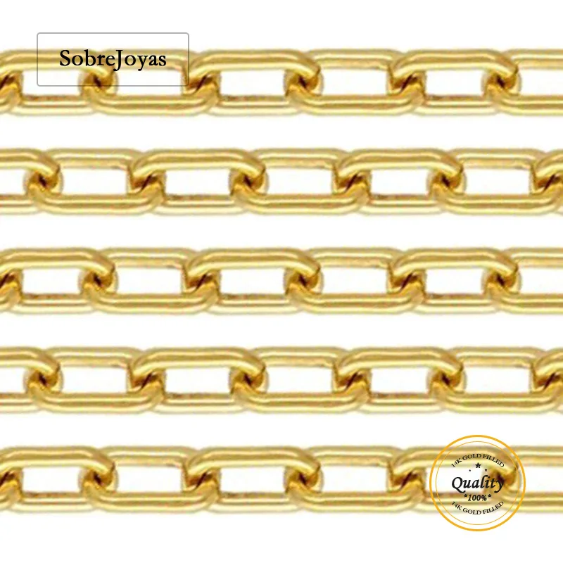 

2,4 мм 14-каратное золото, кабельная скрепка-цепочка для изготовления ювелирных изделий, незавершенное ожерелье, браслет, цепочка