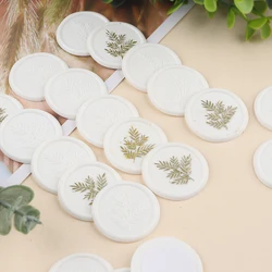 25pcs Fern Leaf Wax Label Stickers, White Self-Adhesive Wax Seal Stickers, DIY Coloring, for Decorating Envelope Cards and Gifts