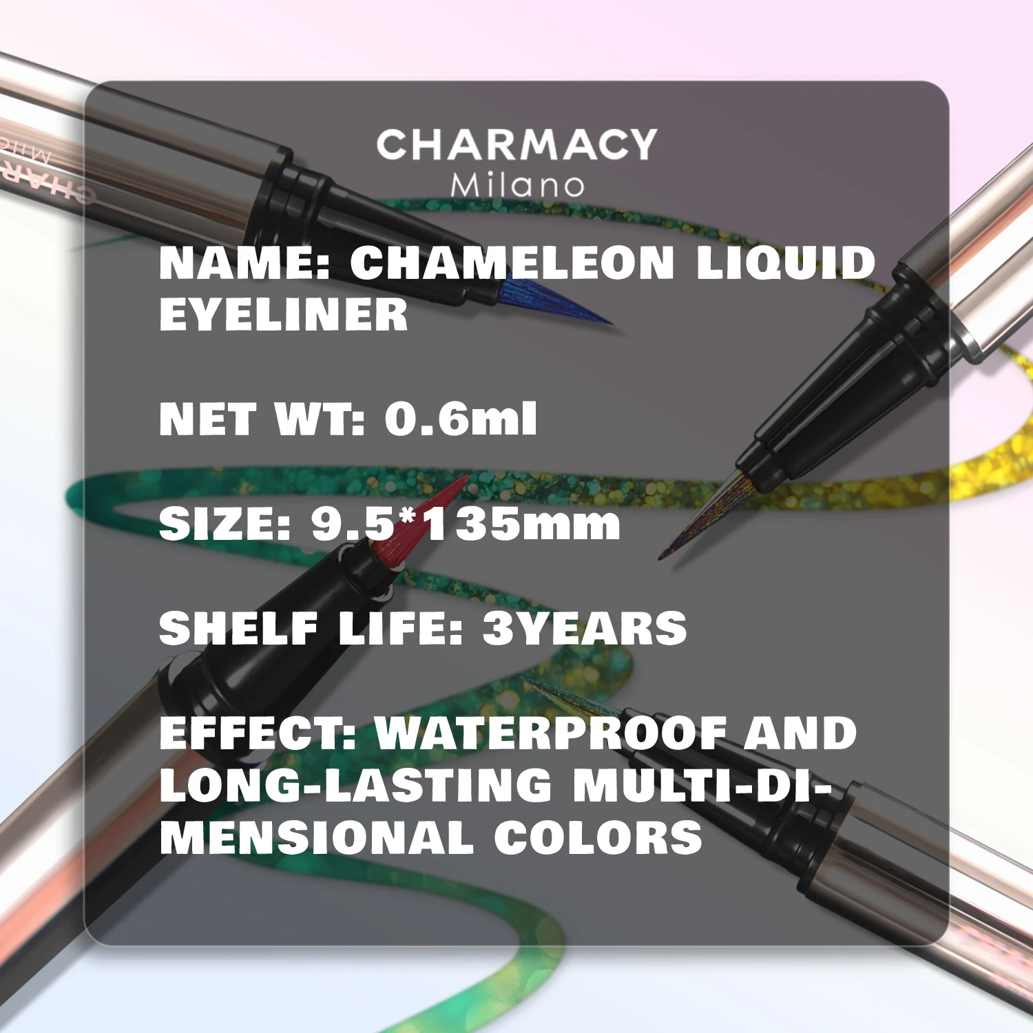 CHARMACY stylo Eyeliner Duochrome végétalien haute teneur en pigments séchage rapide imperméable longue durée coloré caméléon Eye Liner