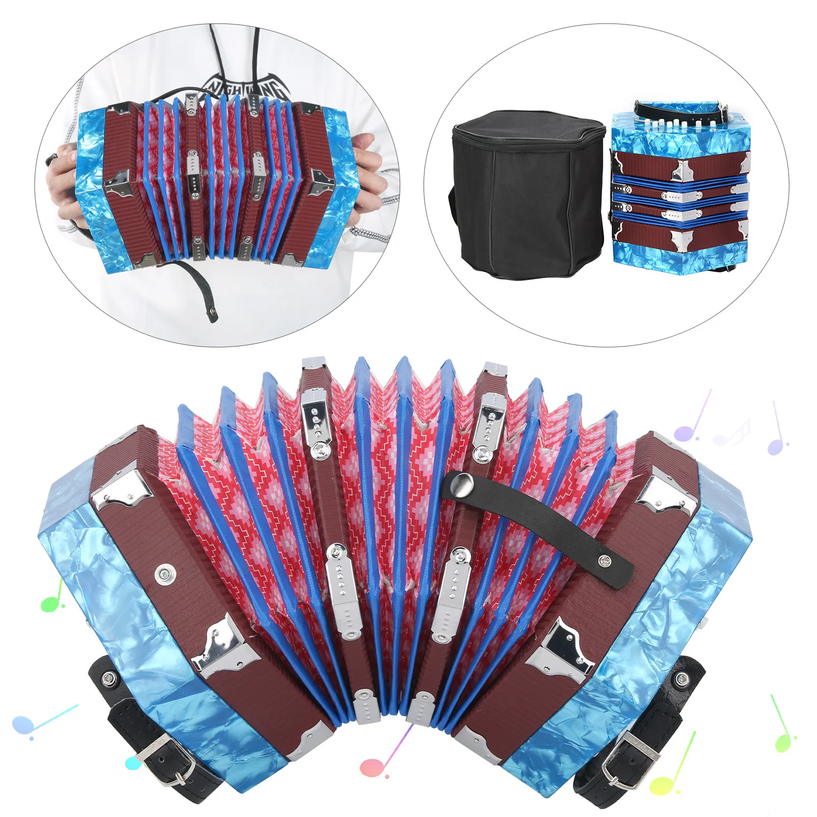 Concertina Accordion Concertina Instrument Concertina Accordion Portable Professional for Adults Musical Instrument Supplies