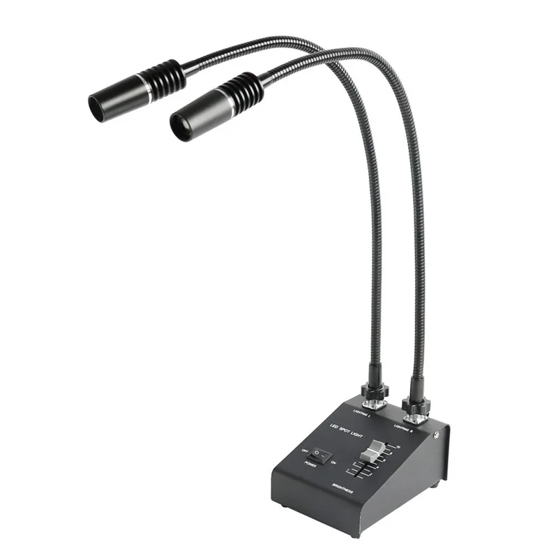 

Stereo Microscope LED Double Gooseneck Light Cold Facula Fiber Optic Adjustable Illuminator Lamp Spot Light Lamp Ring Light