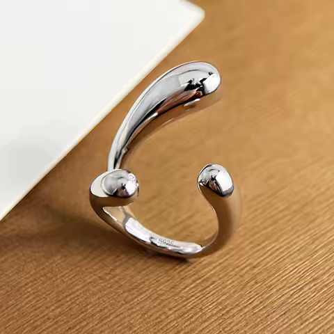 925 Sterling Silver Rings for Women Couple Minimalist Handmade Simple Big Line Ring Fine Jewelry Gift Prevent Allergy