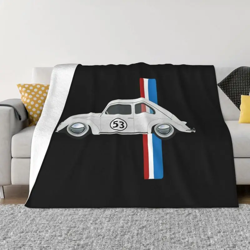 Classic Vintage Car Oldtimer 53 Bug Buggy Beetle Herbie Blanket Fluffy Coral Fleece Camping Blanket