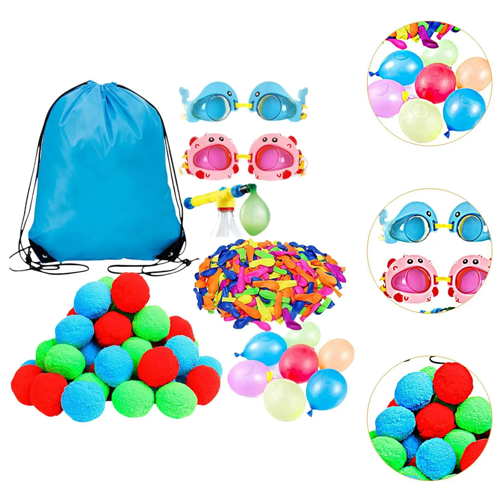 كرات رذاذ الماء مع حقيبة ظهر مع نظارات ألعاب مائية ممتعة بالونات مائية #5