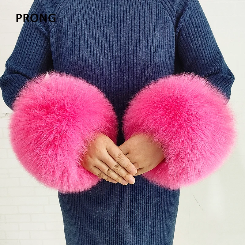 Natural Fox Fur Cuffs Real Fur Wristband Arm Warmer Lady Bracelet Gloves Hand Wrist Warmer Cuff Clothing Accesories