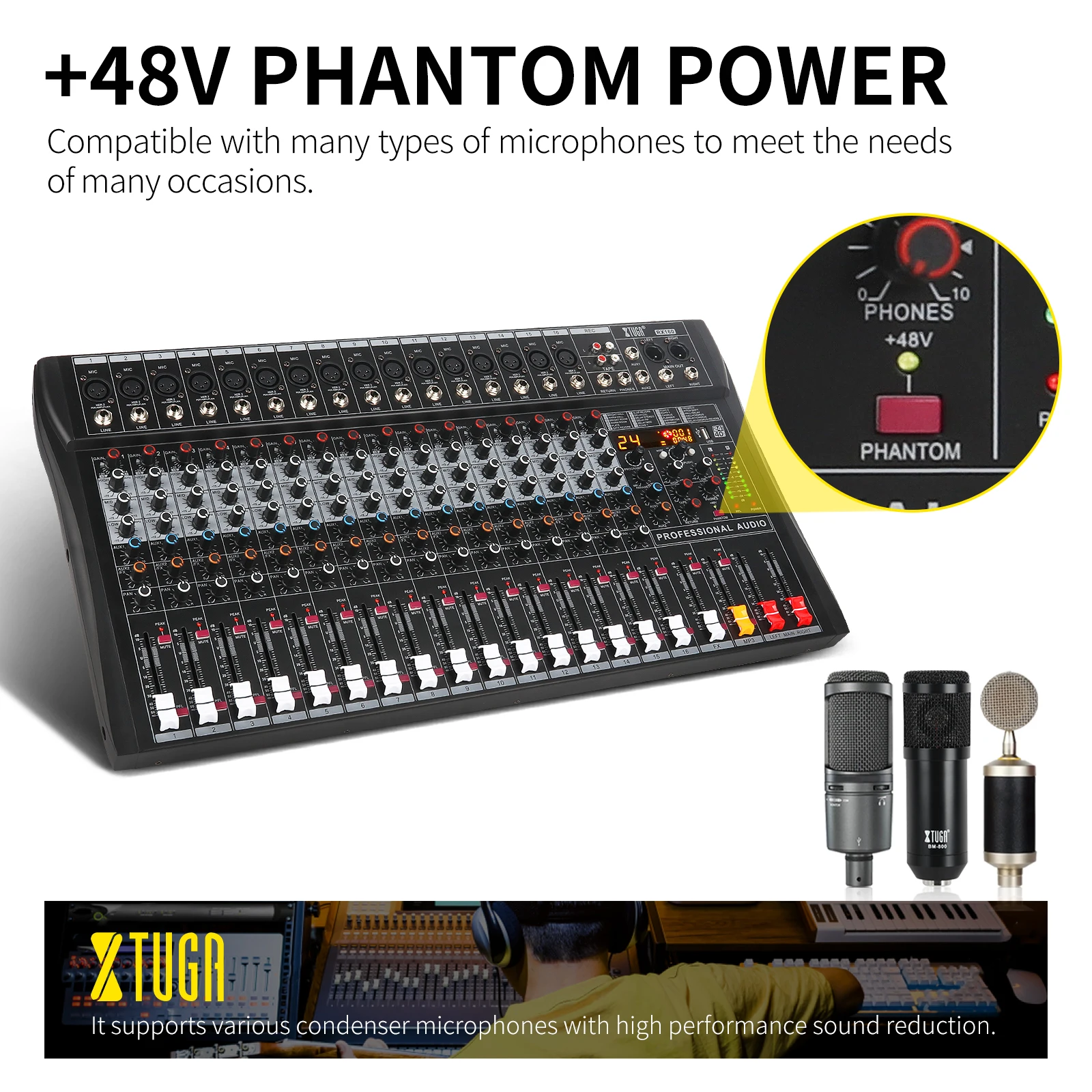 TLF Xtuga 16-Kanaals Professionele o Mixer Console Nieuw Design Studio Apparatuur DJ Microfoon Expander Reverb Effector Video L