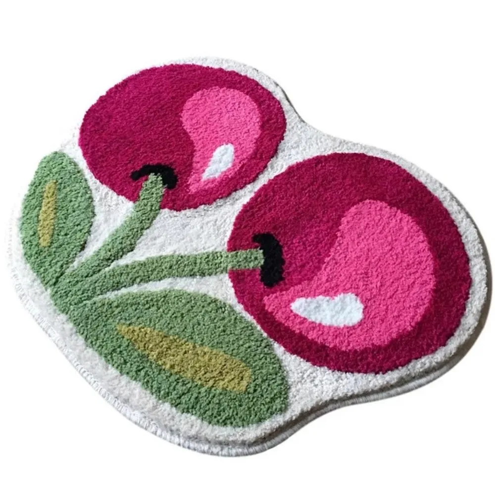 VIKAMA Non-slip Cherry Design Carpet Soft Absorbent for Bedroom Bathroom