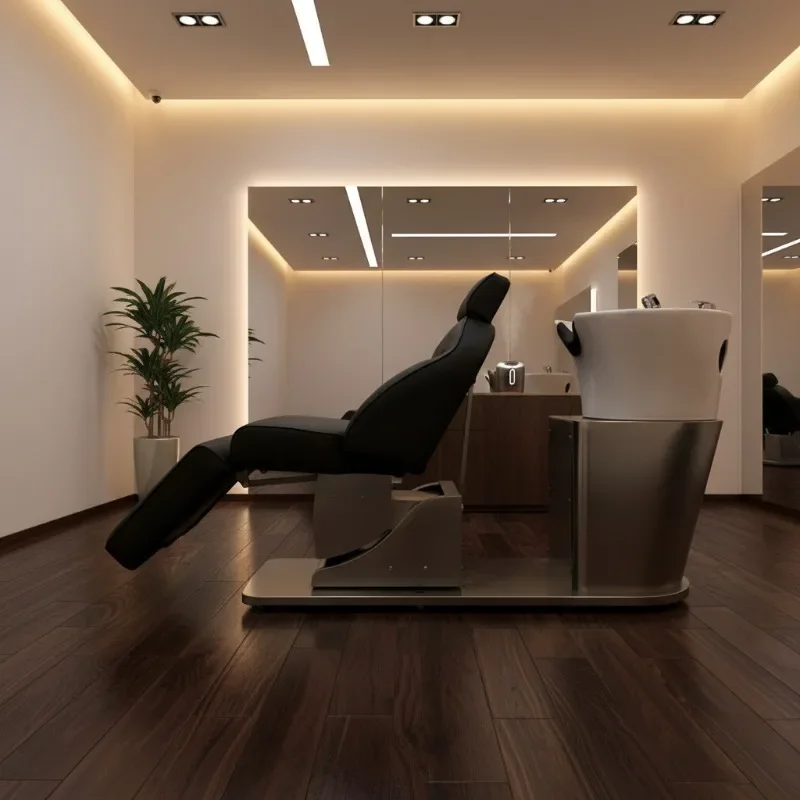 Electric lift shampoo bed Barber shop Beauty salon Flush bed, hair salon special semi-reclining rotary shampoo bed 4
