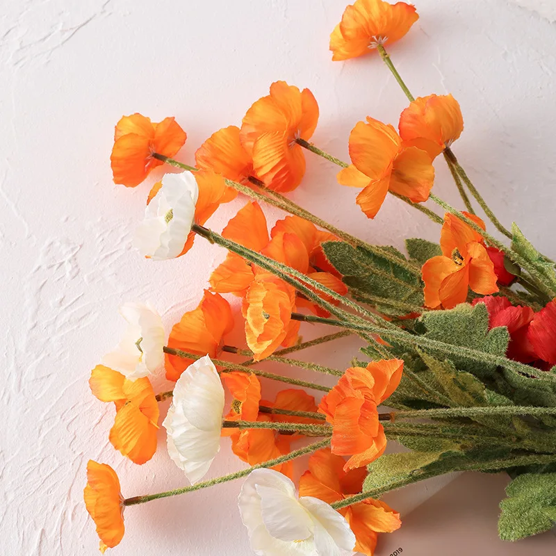 

5PCS Nordic style small fresh poppy flower artificial flower fake flower living room dining table home decoration floral display