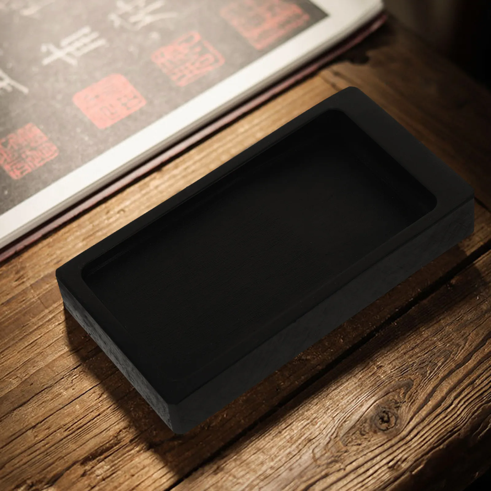 Traditional Chinese Inkwell Stone for Calligraphy Painting Ink Grinding Preserving and Storing Ink Multi Functional
