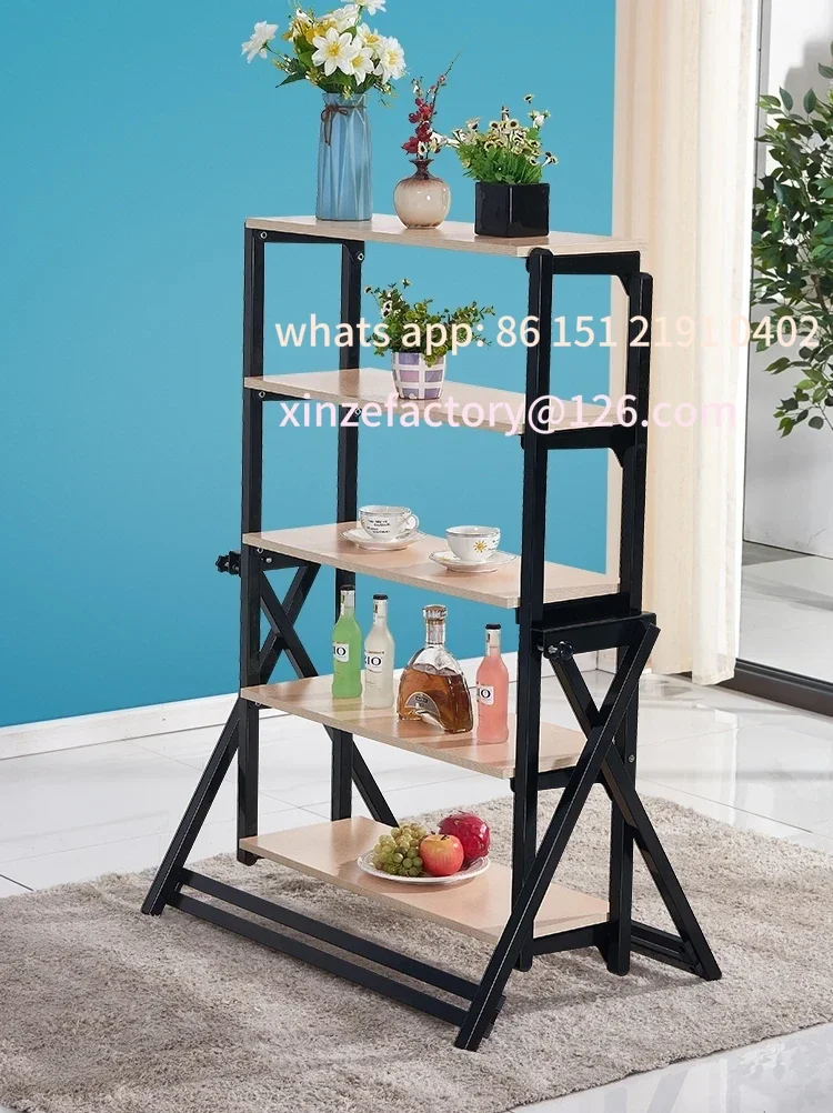 

Customizable folding dining table multi-functional folding table multi-layer bookshelf balcony shelf movable disp
