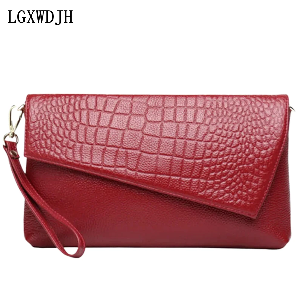 

Litchi grain top layer cowhide fashion Shoulder bag Multifunctional leather Clutch bag Large capacity crossbody bags for women