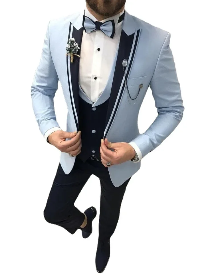 

2025 Lapel The Groom's Best Man Suit Three-piece Cultivate One's Morality Dress Suit Europe and The United States Big Yards Men