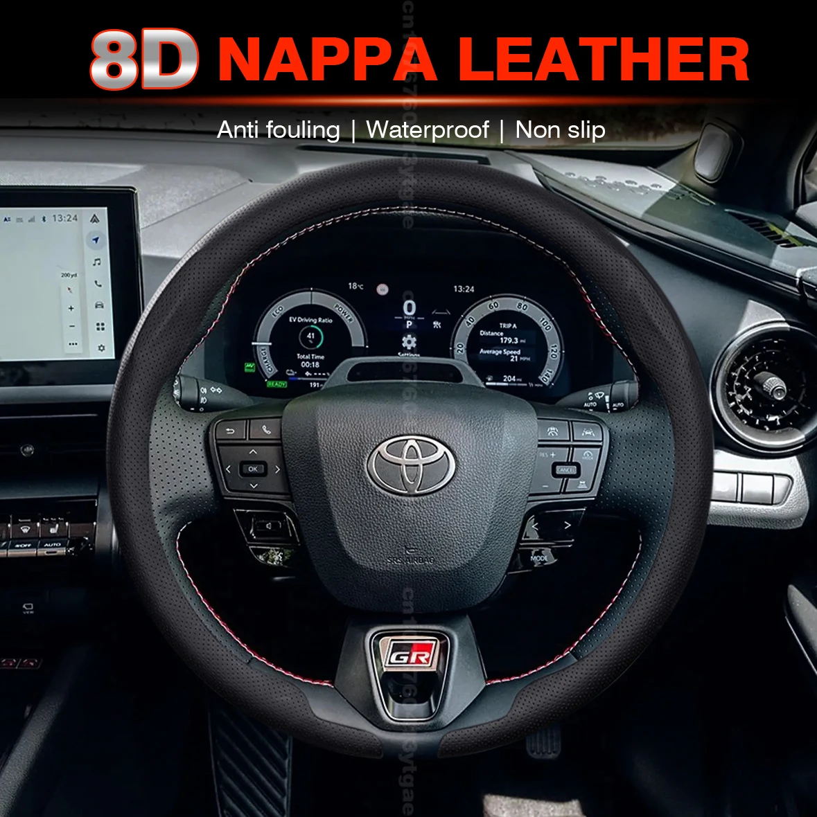 For TOYOTA Crown CHR Yaris Corolla Auris Rav4 Prius Camry Raize Prado Ultra Thin 8D Nappa Leather Car Steering Wheel Cover