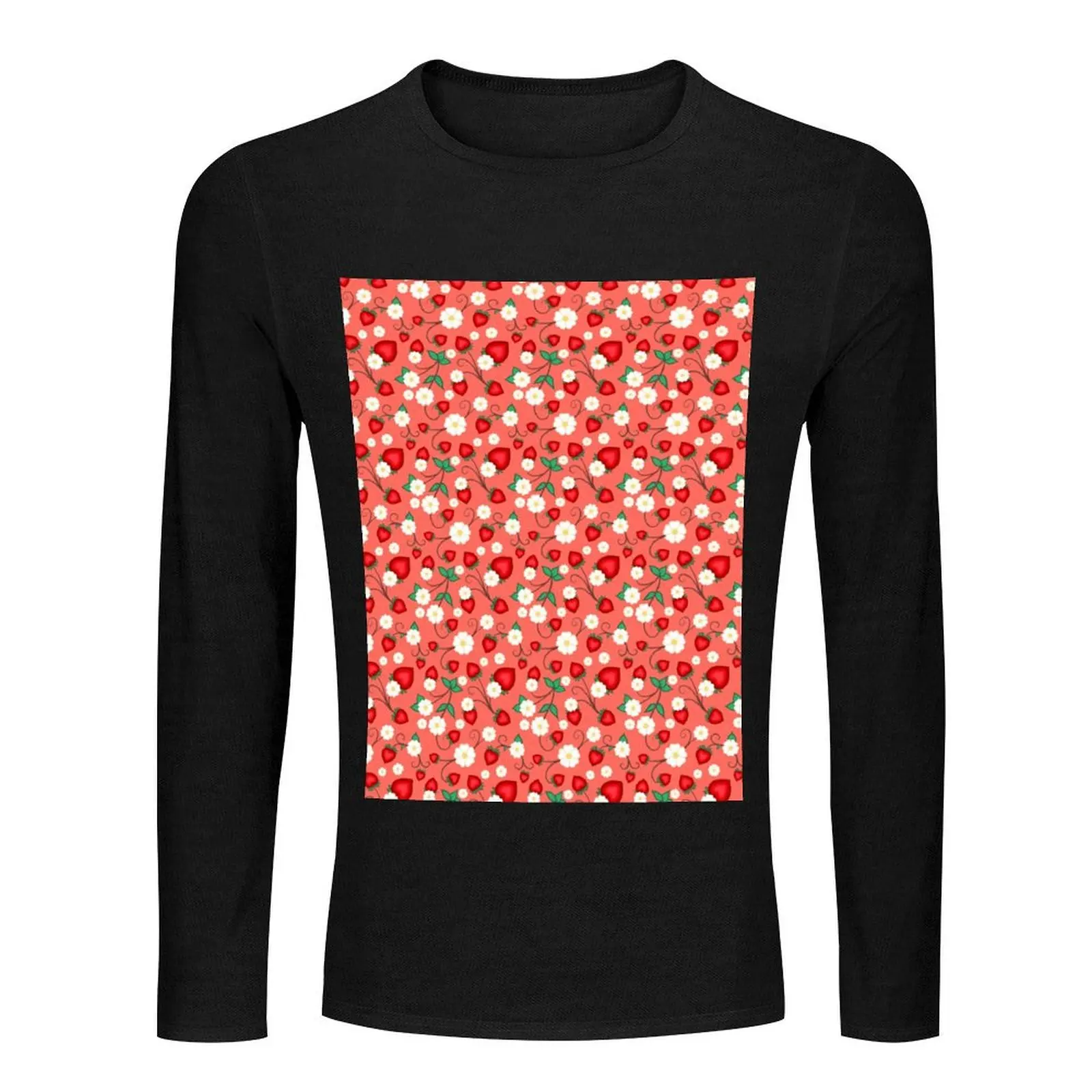 Ode’imin: Strawberry Ojibwe Floral in Realism Long T-Shirt man clothes tops sweat shirts, men