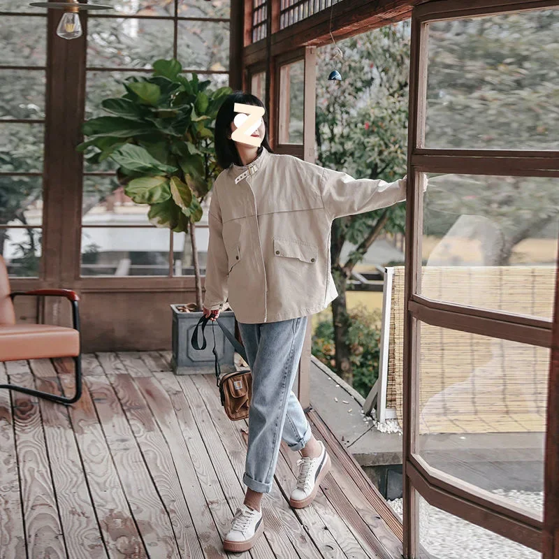 

Biker Jackets Womens Jacket Zipper Spring 2025 Polyester Breathable Mesh Cropped Slim Fit Colorblock Youthful Streetwears Velvet