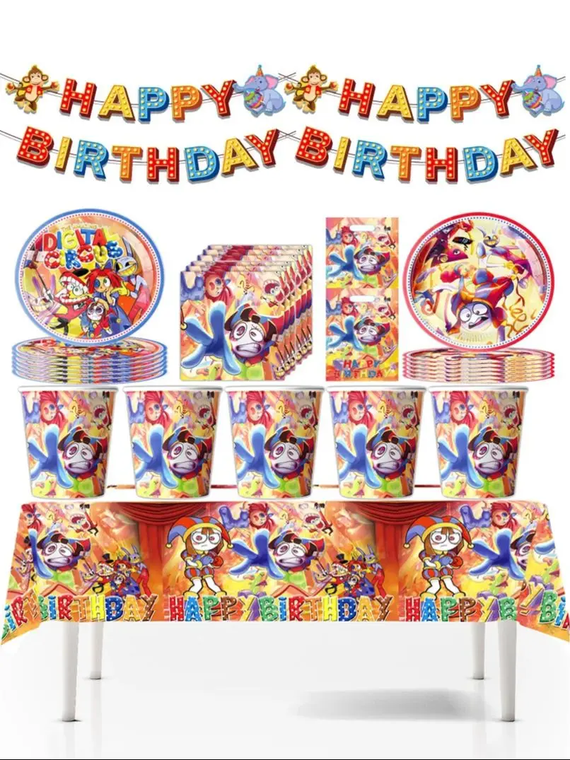 DĂ©coration de fĂȘte d'anniversaire numĂ©rique LYus, fournitures de fĂȘte pour enfants, ballons, nappe, ensemble de drapeaux pour garçons et filles, fĂȘte prĂ©Christophe