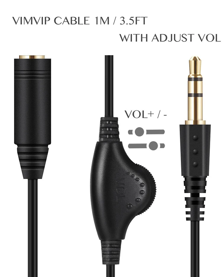 Kabel Ekstensi Audio Jack 3.5 Mm Audio Stereo M/F Kabel Aux Jack 3.5 Mm dengan Kontrol Volume untuk Headphone Earphone