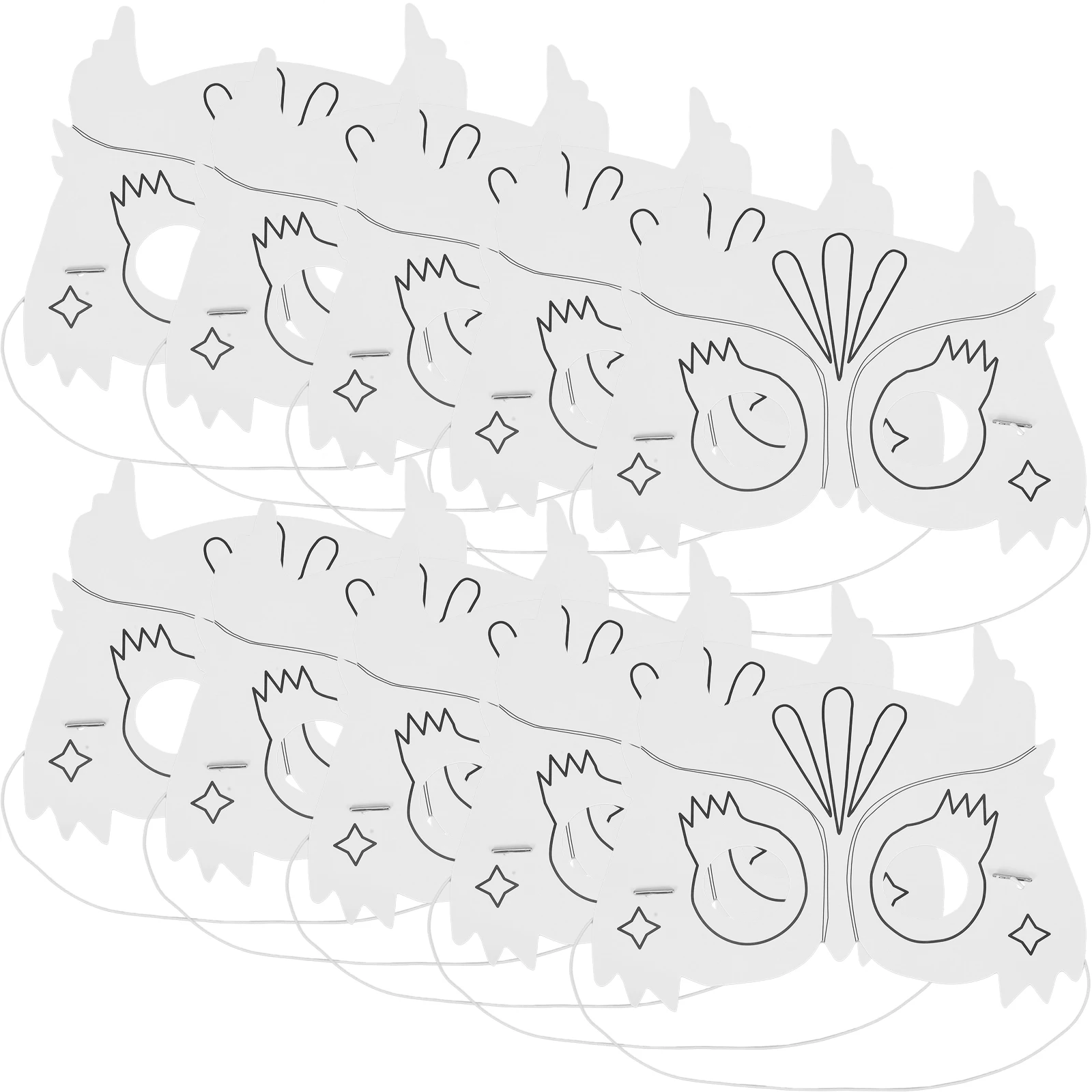 

10pcs Owl Shaped Graffiti Masks Kids DIY White Paper Mask Blank Unpainted Masquerade Safe Family Activities