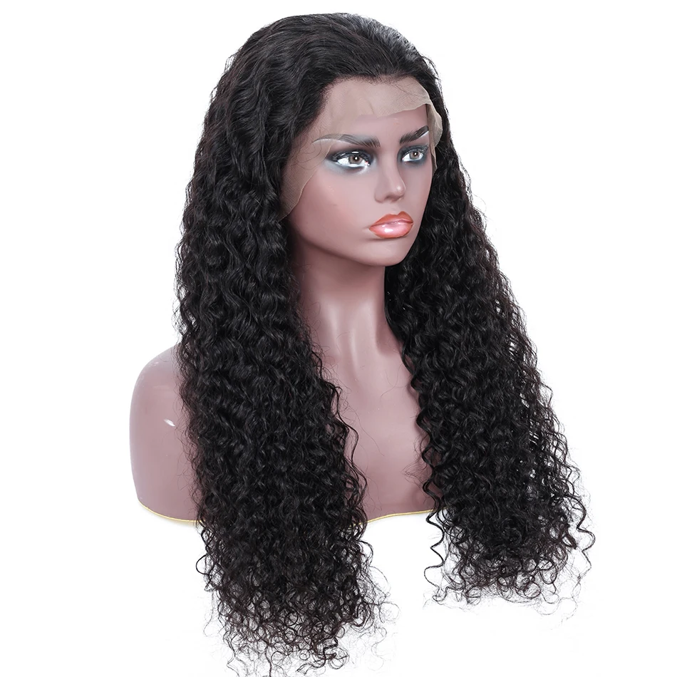 Peruca de cabelo humano encaracolado cor natural HD peruca frontal de renda transparente 13x4 densidade 180% para mulheres