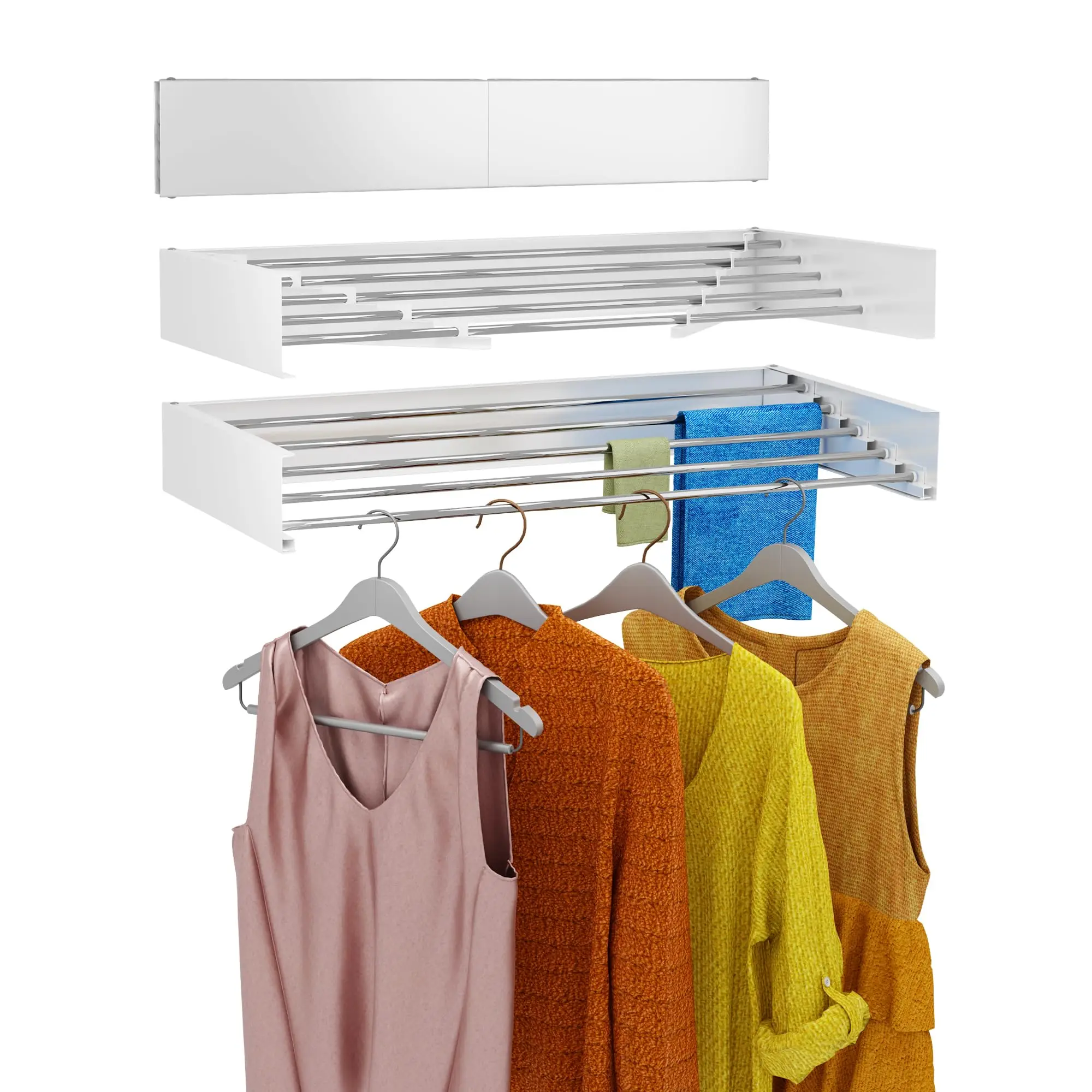 

Stainless Steel Laundry Drying Rack, Collapsible Wall Mounted, Space Saving, Clothes Drying Rack, Foldable, 80cm