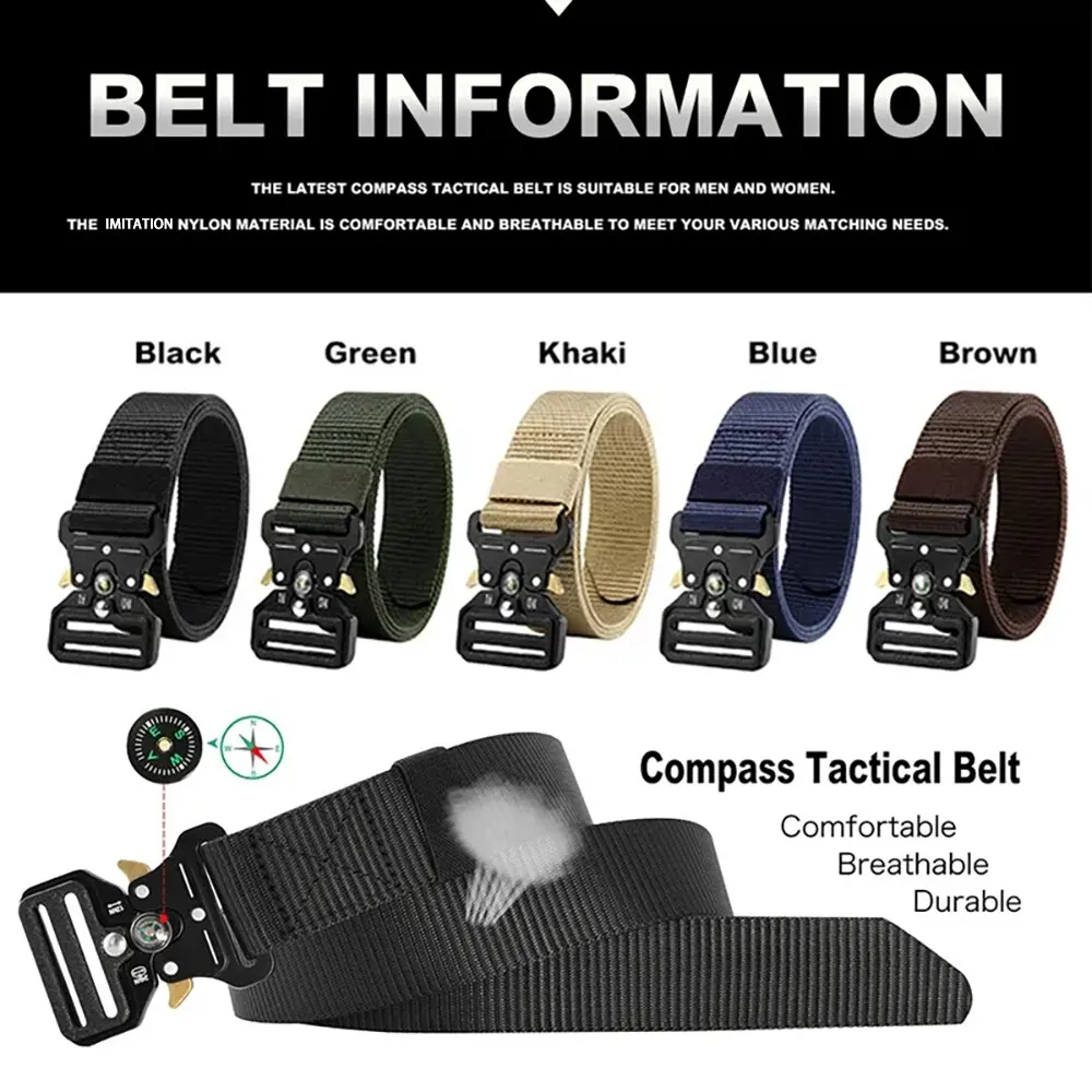 Men's Belt Outdoor Multi Function Compass Belt High Quality Canvas For Nylon Male Luxury Belts Women's Sports Jeans Neutral Belt