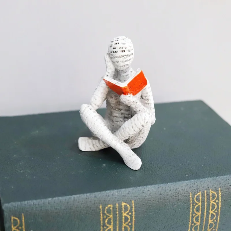 

Cross-legged Reading Girl Resin Statue Artistic Home Decor Anime Figure Cartoon Character Ornament Bookshelf Office Accessories