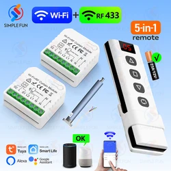Interruptor inalÃĄmbrico para persiana enrollable y cortina, Tuya con WiFi y RF. MÃģdulo inteligente para persiana/puerta de garaje. Control remoto 5 en 1. Funciona con Google Home y Alexa