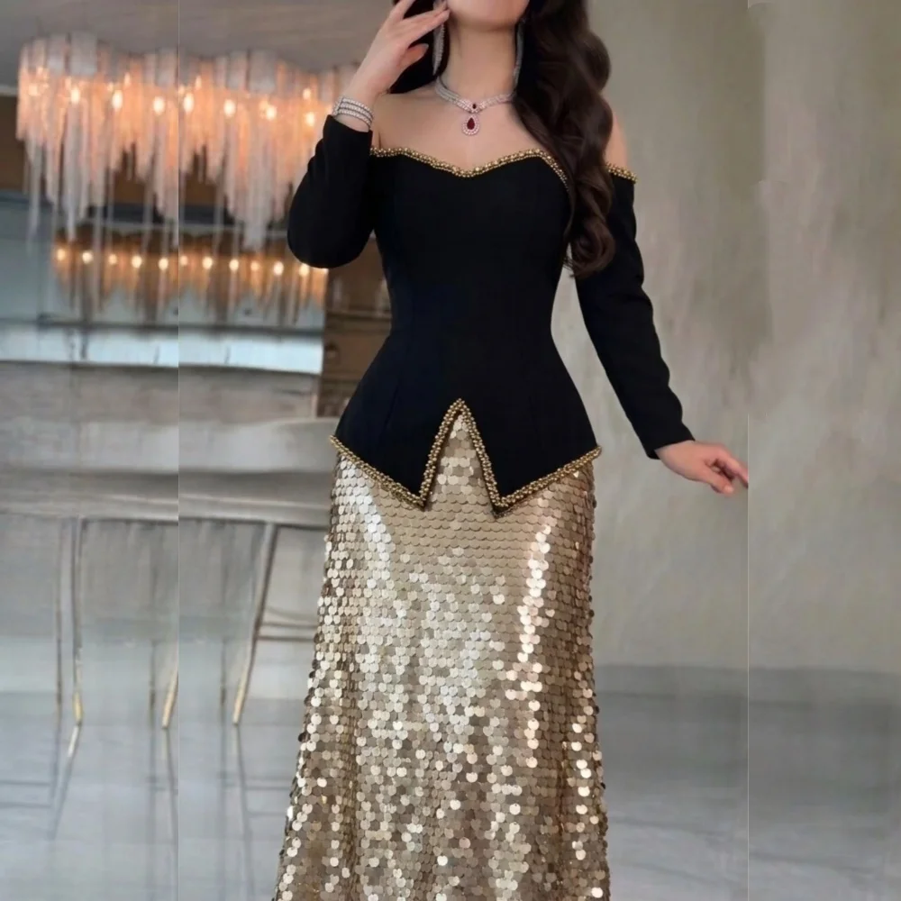 Customized Exquisite Formal Evening Gowns Sequined Sparkle Trumpet Long Dresses Elegant Party Wedding for Banquet