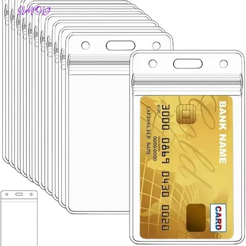 10 pezzi impermeabile verticale/horizon trasparente in plastica PVC con cerniera da lavoro distintivi porta carte d'identità tasca porta carte di credito sigillo per passaporto