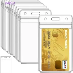 10Pcs Waterproof Vertical/horizon Transparent PVC Plastic Work Zipper Badges ID Card Holder Pocket Credit Passport Seal Card Bag
