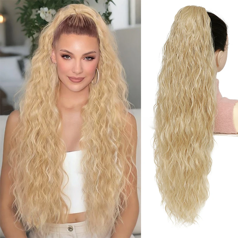 

Long Water Wave Claw Ponytail Extensions 30 Inch Curly Wave Ponytail for Women Synthetic Black Fluffy Curly Ponytail Hairpiece