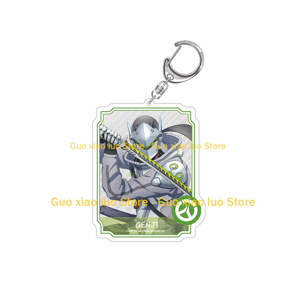 Overwatch 2 حرف مستطيل D.Va Kiriko Genji Mercy Tracer Reaper Hanzo Ana Juno Chibi سلسلة مفاتيح مصنوعة من الأكريليك حقيبة قلادة لعبة هدية #3