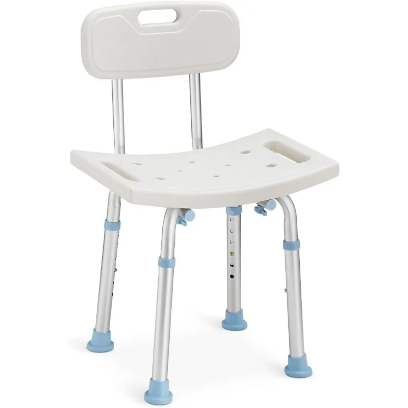 

Bathtub Adjustable Shower Chair, Bath Stool with Removable Back 300lbs - Tool Free Anti-Slip Bench Bathtub Stool