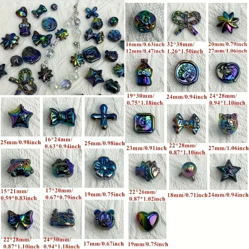 50 جرام من خرز الأكريليك المختلط قزحي الألوان - سحر النجمة والفيونكة المزخرفة لصنع المجوهرات بنفسك والأساور والقلائد وإكسسوارات الشعر #6