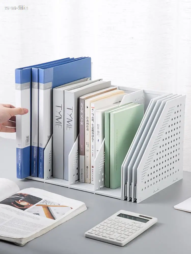 Folder storage box vertical bookshelf desktop office supplies book file basket desktop data rack student stationery organiser