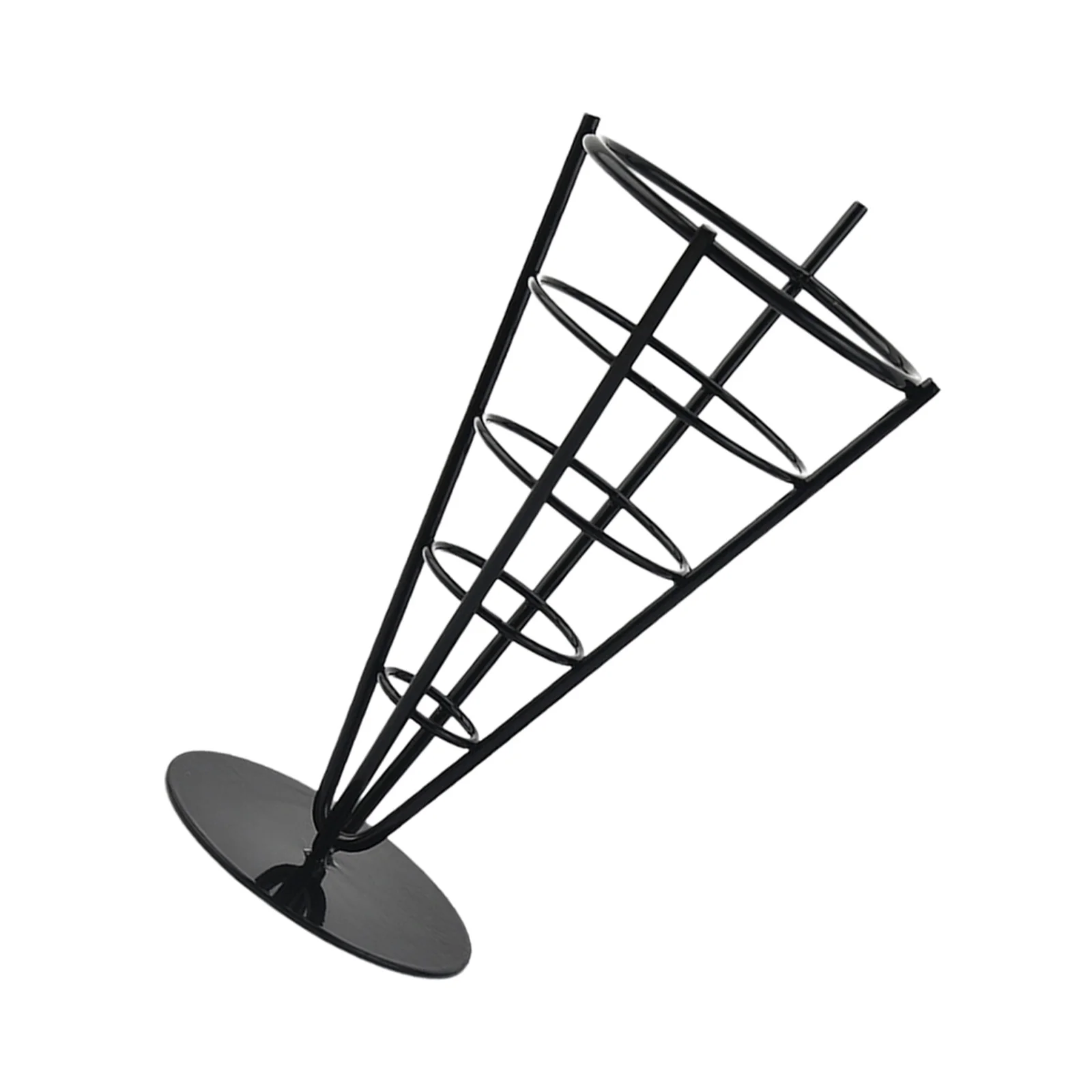 

1pcs Snack Rack Fries Holder French Serving Basket Appetizer Stand Wrought Iron Fry Black Stainless Steel Cone Shape Dessert