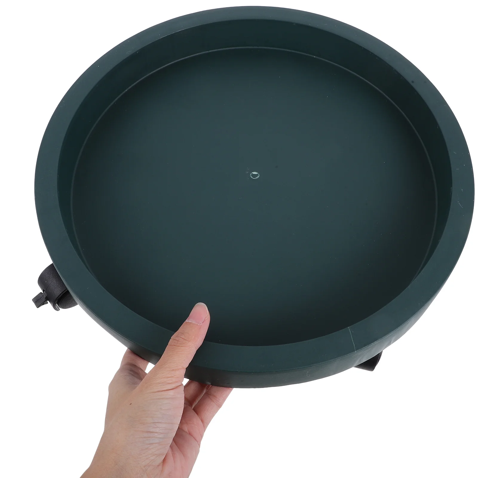 Movable Flowerpot Stand Round Dark Green Tray Scroll Wheel Heavy Duty Breathable Design Plant Pot Holder Outdoor