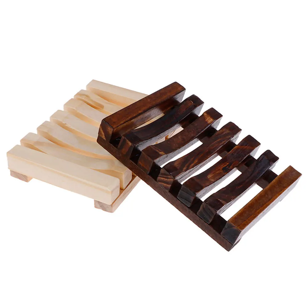 1pcs Soap Box Natural Wood Soap Dish Wooden Prevent Mildew Bath Soap Holder Drain Box Bathroom Supplies Dark Brown/Light Brown