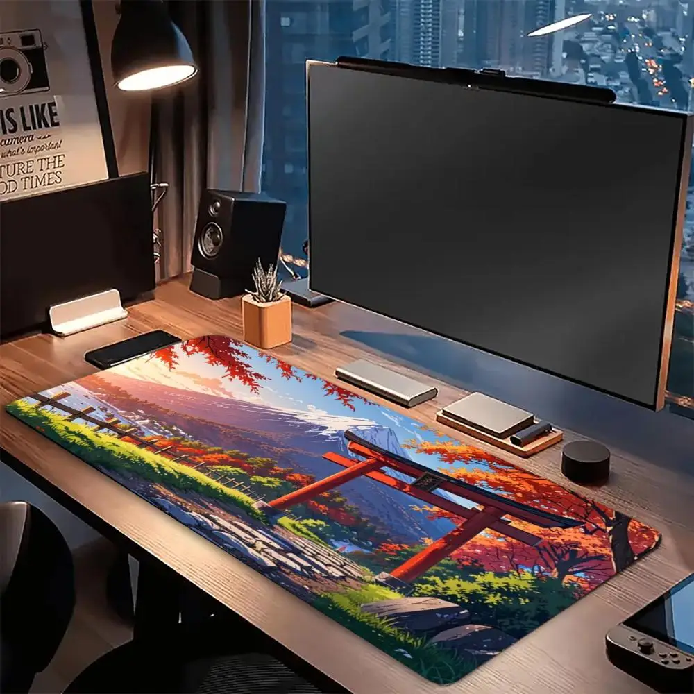 Коврик для мыши с пейзажем вишни, XXL, настольная клавиатура, настольные коврики, игровой противоскользящий настольный коврик, компьютерные аксессуары, длинный коврик для мыши