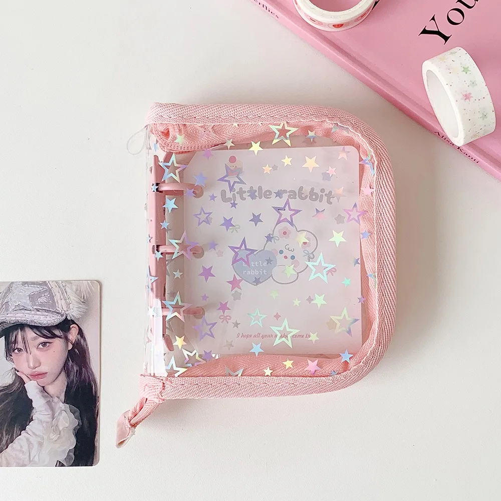 1pc Portable PVC A8 Card Binder Star Glitter Print Loose-leaf 3 Inch Photo Album Card Storage Book Photo Card Storage