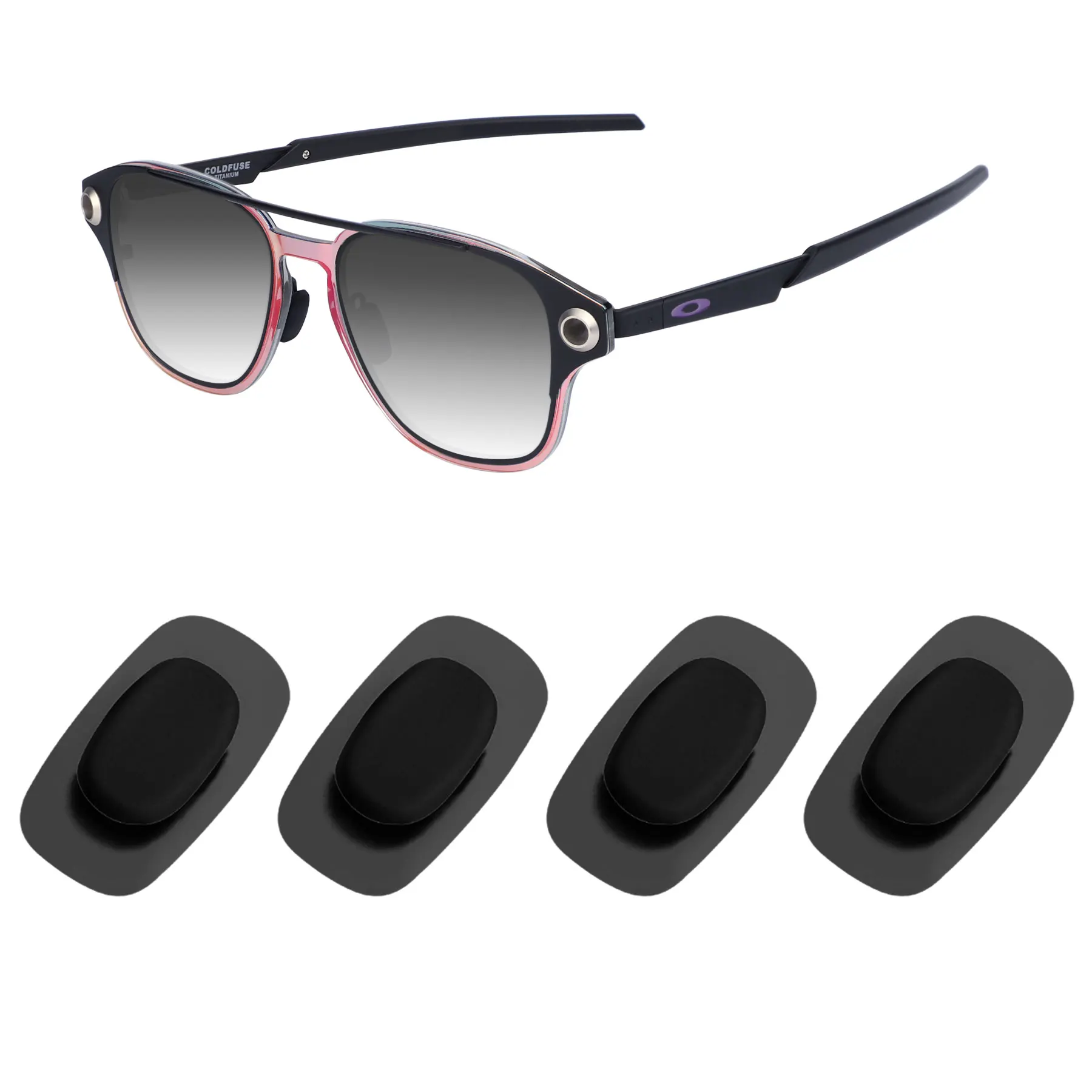 

OOWLIT Clear/Black Rubber Nosepads Replacements for Costa Del Mar Seven Mile Sunglasses