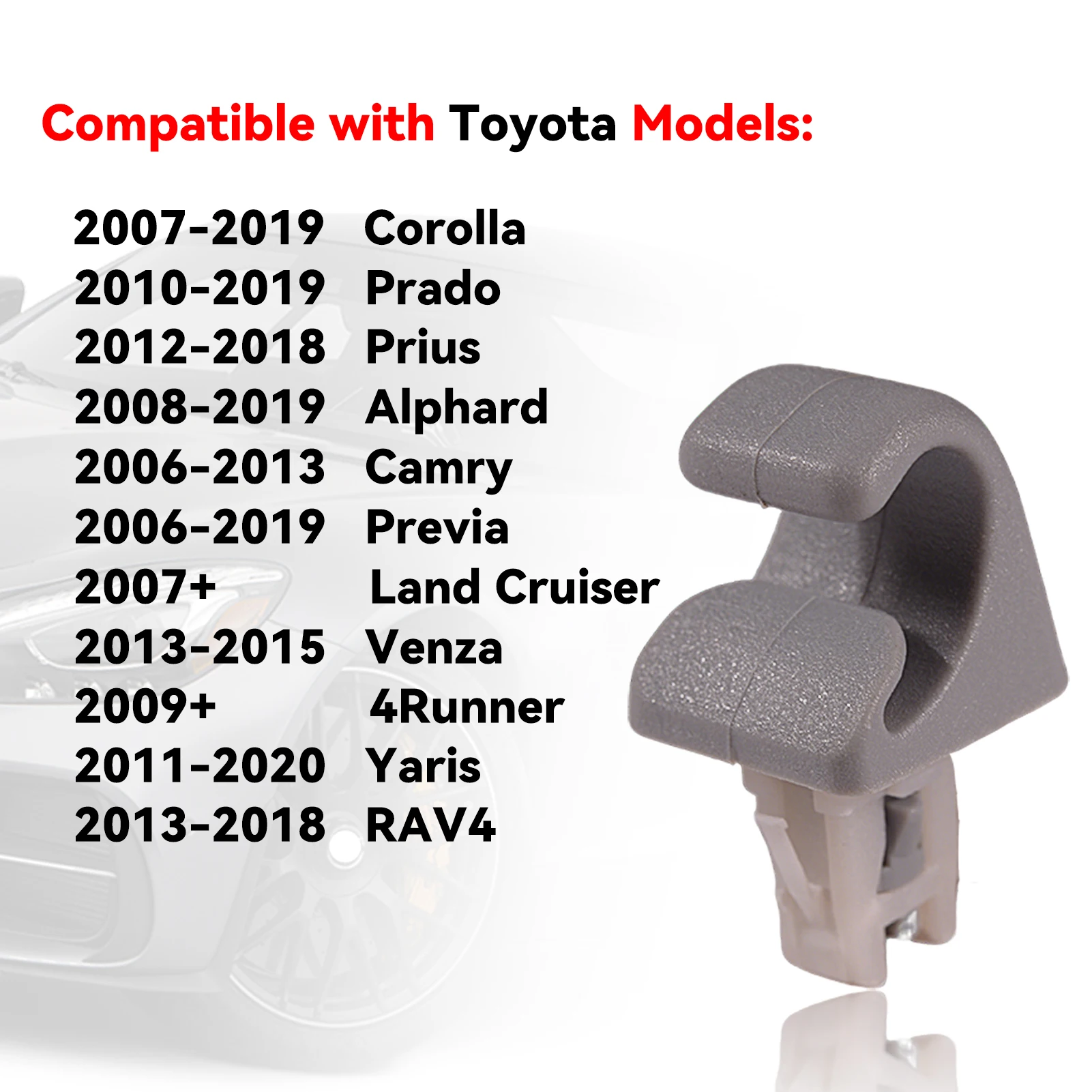 runmade Sun Visor Hook Clip Bracket Hanger Beige Gray 74348-33040 for Toyota Corolla Camry Prius Alphard Yaris Land Cruiser RAV4