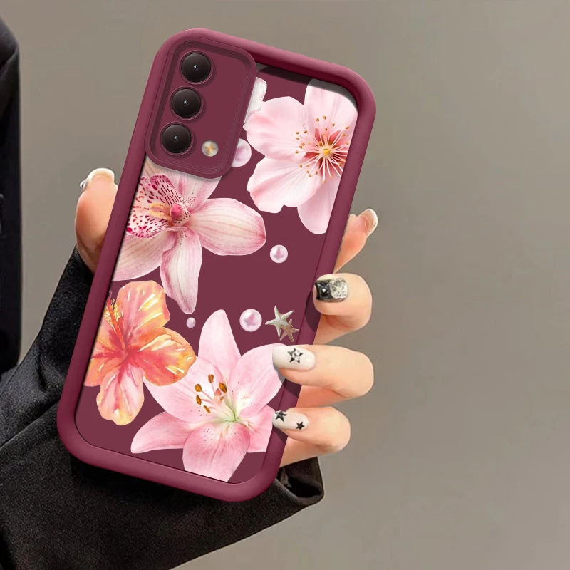 Funda de teléfono suave y mate Shockrpoof para OPPO A17 A17K A16E A9 A3 Pro A3X A16K A15 A12 A11K A5X A5S A15S bonita cubierta con patrón de flores