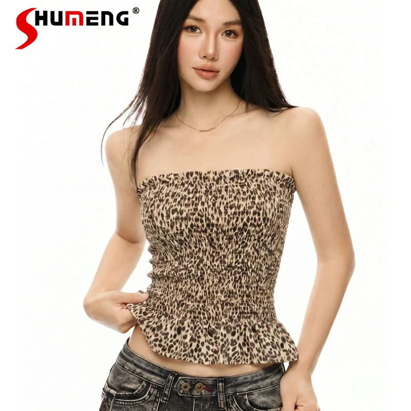 

Fashion Sexy Leopard Print Tube Tops Women's 2026 Summer Trendy Slim Fit Comfort Sleeveless Vests Tops Ladies Stylish Tank Tops