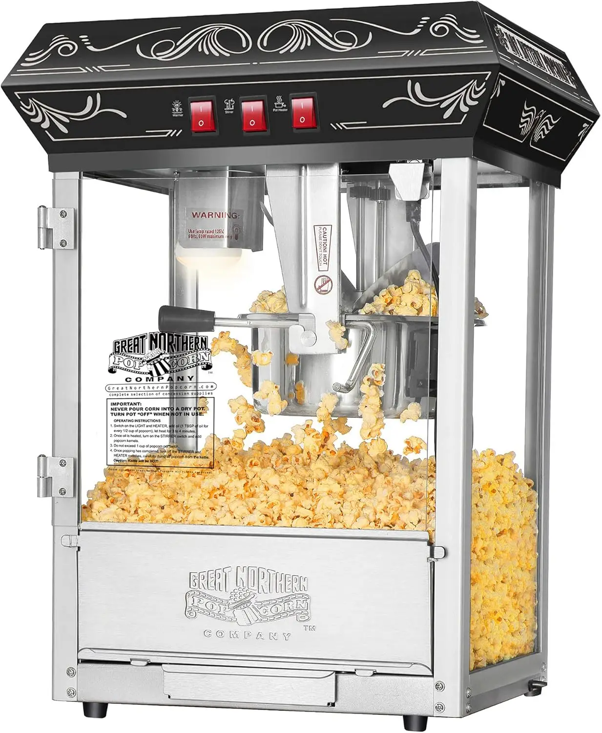 Great Northern Popcorn Popcorn Machine, 8oz, Black