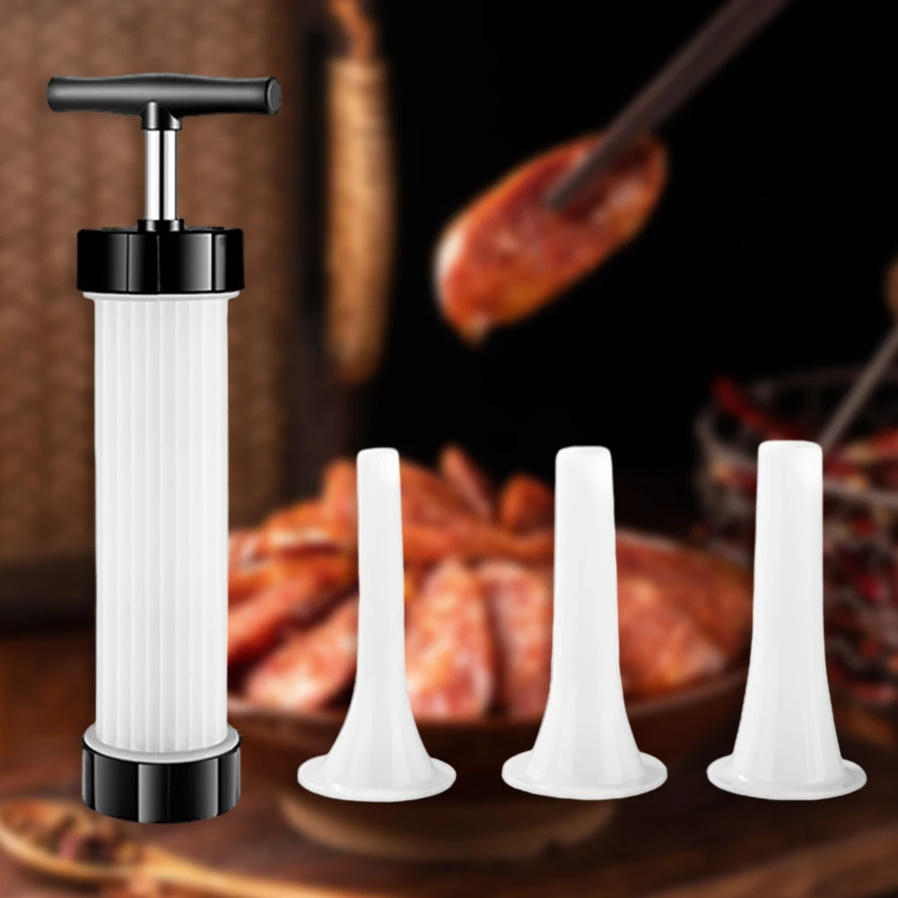 Manual Sausage Stuffing Machine with 3 Filling Nozzles Homemade Sausage Stuffer  for Making Different Sizes of Sausages