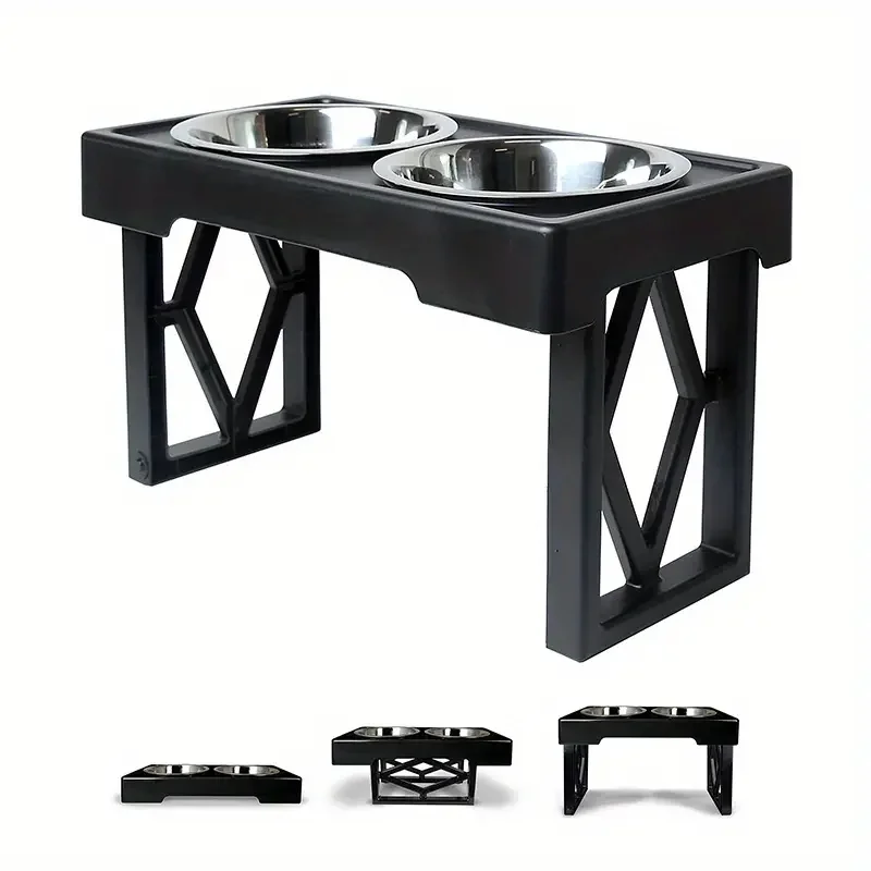 Pet Supplies Bowl Dog Bowl Drinking Water Feeding Double Bowl Lifting Bowl Rack Cat Slow Food Bowl Stainless Steel Pet Rice Bowl